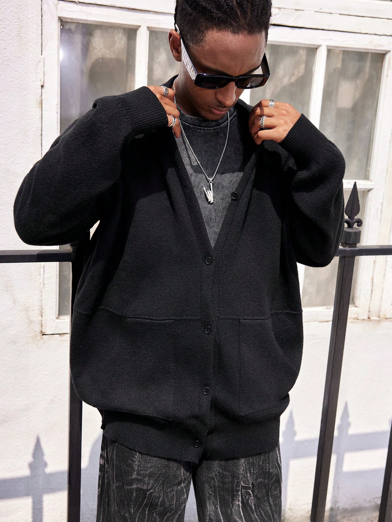 Men's Casual Solid Color Cardigan With Dual Pockets, Autumn