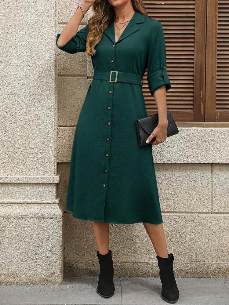 Fall Women Dresses,Dress With Sleeves,Belt Adjustable Dress