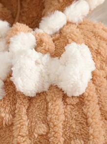 SHEIN Bộ đồ liền thân nhung nơ nhiều màu dễ thương cho bé gái, thoải mái khi ở nhà và giải trí, mùa thu/đông - Nhiều màu - Xem 5