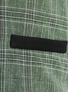 2pcs/Set Tween Boys Green Plaid Waistcoat Gentleman Outfit, For Christmas - Green - View 6