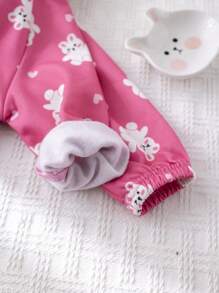 Cozy Pixies 2 pezzi/Set, maglioncino con cappuccio e pantaloni jogger, stampa coniglietto per bebè ragazza, abbigliamento invernale foderato termico