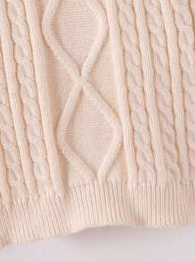 Young Girl Twist Rib Diamond Pattern Long Sleeve Princess Shoulder Sweater, Casual For Autumn/Winter