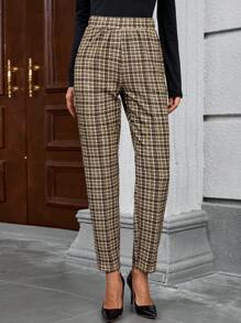 EMERY ROSE Women's Plaid Pocket Cone Casual & Work Pants