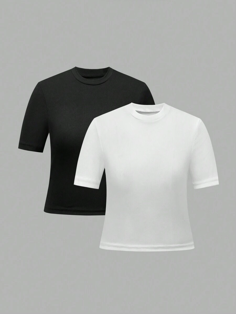 3 pièces/Set Hauts courts à manches courtes style décontracté pour adolescentes