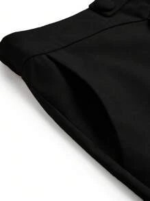 Calvaya 大码时尚纯色百搭休闲锥形西装裤 - 黑色 - 查看 3