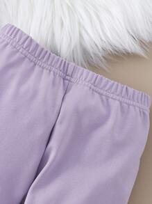 2pcs/Set Girls Thermal Underwear With Turtleneck Long Sleeve Top And Legging Bottom, Black - Purple - View 3