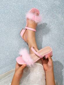 1 Pair Fashion Elegant Luxury Girl High Heel Slides - Pink - View 1