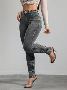 SHEIN Tall Women's Jeans Skinny Stretch Pants Black Jeans Stacked Women Jeans Tall Women Pants Denim Jeans Jeans Pants Jeans, Fall Women Clothes - Black - View 7