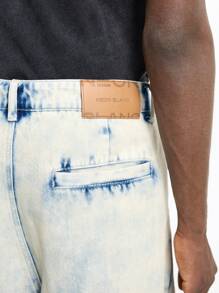 NEON BLANC 男士长款街头风格渐变编织牛仔裤，宽长款超大拼色洗水牛仔裤，适合丈夫、男朋友的礼物 - 薄荷綠 - 查看 6