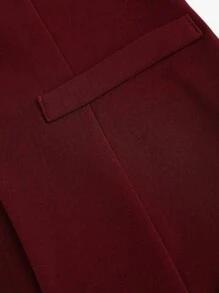 Sweetra 女款 Ankara 風格紅色前開襟短版開衩上衣 - 酒紅色 - 查看 3