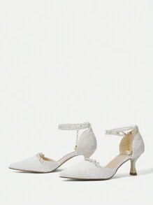CUCCOO HITCHD Zapatos de tacón con punta y correa trasera con bordado vintage para mujer, ideal para primavera, vacaciones de primavera y Pascua