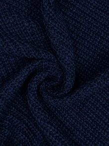 SHEIN LUNE 大码纯色开衩毛衣裙，适合秋冬季日常休闲穿着 - 藏蓝色 - 查看 6