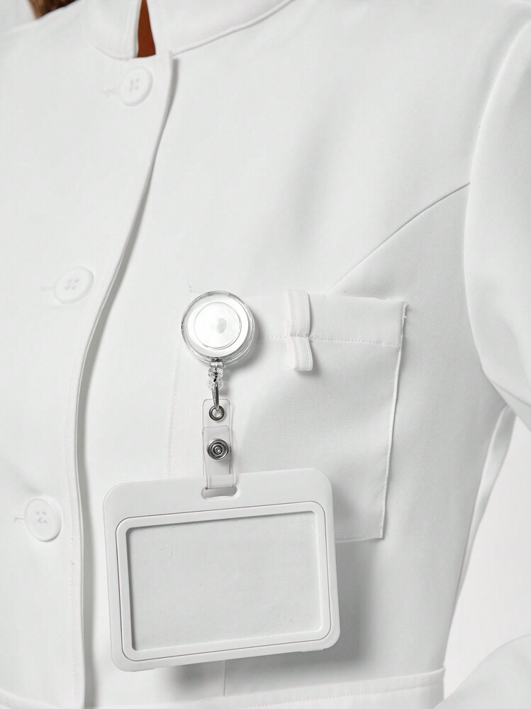 Scrubzie Anti-Wrinkle Material Women Lab Coat, White - White - View 7