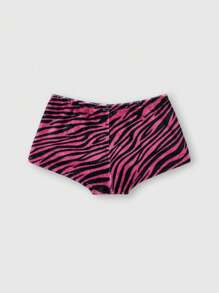 ROMWE Kawaii Quần short lông họa tiết ngựa vằn thường ngày phong cách Y2K dành cho nữ - Hồng - Xem 4