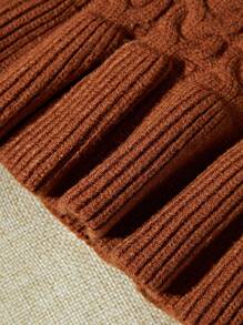 SHEIN Baby Girls Knitted Pleated Skirt, Brown & Coffee Color Elegant Versatile Everyday Stylish Dress, Suitable For Home, Outing, Travel & School - Coffee Brown - View 3