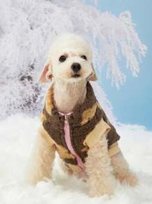 PETSIN Huisdier Bruine Beer Fleece Warm Mouwloos Vest Jas