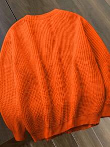 Flirla Áo khoác cardigan cài nút phía trước trang trí nơ cỡ lớn, phù hợp cho mùa thu/đông - trái cam - Xem 2