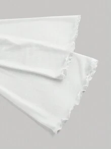 SHEIN MOD Áo thun tay dài hở vai lưới 2 trong 1 màu mơ dành cho nữ, phong cách phương Tây, cổ điển, thập niên 70, tiệc độc thân - trắng - Xem 4