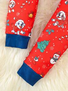 Young Girl Christmas Tree & Deer Graphic Snug Fit Long Sleeve Pajama Set