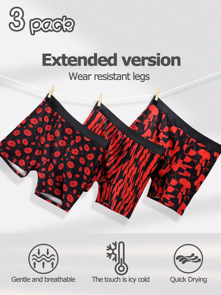 Set de 3 bóxers para hombre con cintura elástica y estampado completo