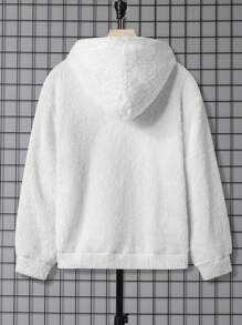 SHEIN Sudadera con capucha informal para niño preadolescente con forro polar bordado reversible