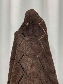 EMERY ROSE Suéter holgado de manga larga con cuello en V y hombros caídos, estilo suelto para mujer de talla grande, para otoño/invierno, jersey de punto - Marrón - Ver 6