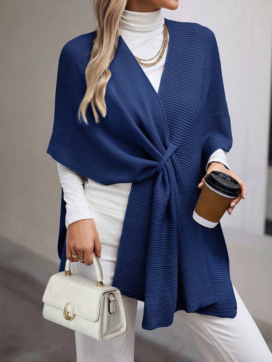 SHEIN LUNE Women Casual Bat Wing Sleeve Thin Lightweight Cardigan, Autumn - Royal Blue - View 1