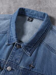 Manfinity EMRG Men's Light Blue Washed Casual Loose Denim Jacket - Light Wash - View 11