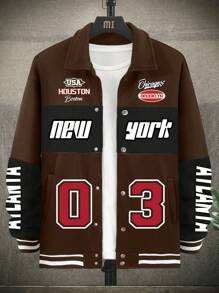 Manfinity LEGND Áo khoác dáng rộng in chữ và khối màu cho nam - Nhiều màu - Xem 3