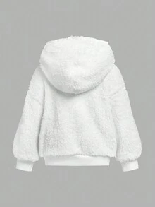 2 件套年轻女孩和年轻女孩双面羊毛连帽衫和紧身裤套装，适合日常休闲穿着 - 黑與白 - 查看 6