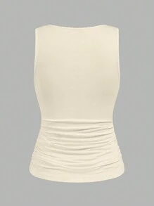 SHEIN LUNE 3pcs/Set Casual Solid Color Slim Fit Camisole Tank Top For Women, Suitable For Autumn And Summer