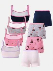 4pcs/Set Young Girl Cute Cartoon Pattern Underwear Set