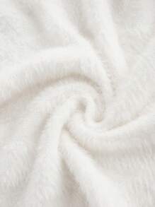 GENKIRA 女士优雅宽松针织开衫，带蓬松、珠子和水钻装饰 - 白色 - 查看 5