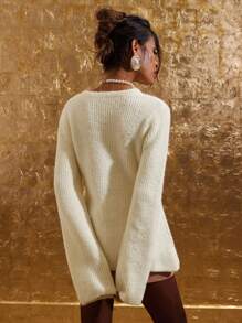 COSMINA Cream Flared Waist Women Sweater Top, Autumn/Winter