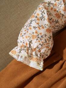 SHEIN Baby Girl Floral Cottage Core Style Set For Autumn/Winter - Brown - View 4