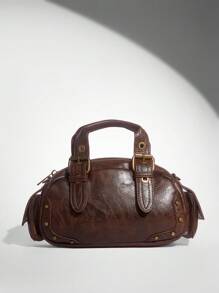 SHEIN BAE Túi xách da nâu cổ điển - màu nâu - Xem 6