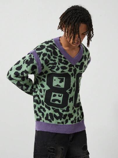 Street Life Suéter casual sencillo de manga larga con unicolor y parche de contraste para hombre