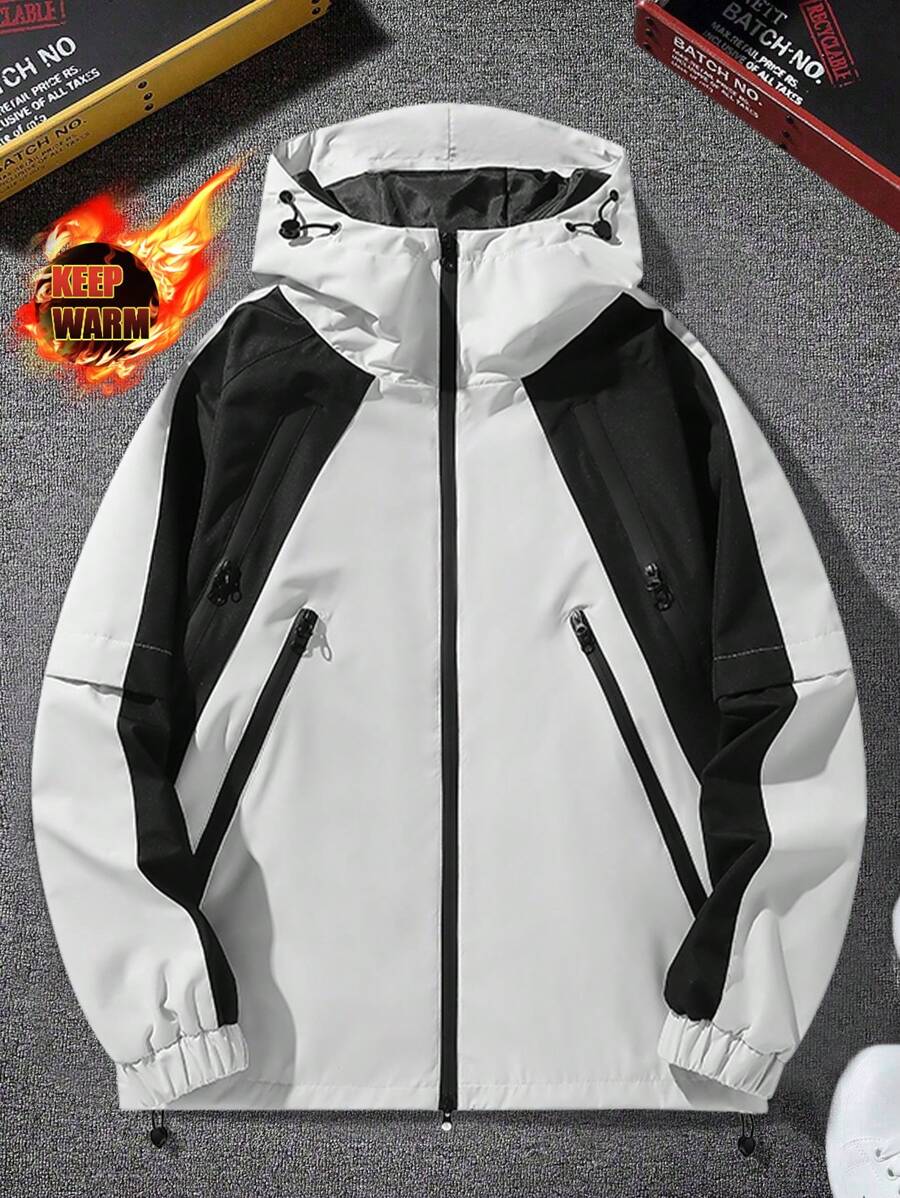 Manfinity Sport Corelite Áo khoác thể thao có mũ trùm đầu màu sắc đơn giản dành cho nam Boyfriend Style - Xám - Xem 1