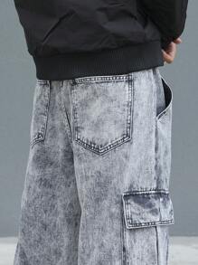 Manfinity EMRG Men's Simple Multiple Pockets Denim Jeans, Casual Everyday Wear - Light Grey - View 8