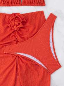 2 件夏季套装：性感三角杯上衣 + 花卉图案裙子