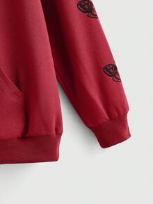 ROMWE Goth Skeleton & Graphic Print Casual Hooded Long Sleeve Sweatshirt