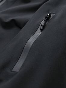 Manfinity Sport Corelite Boyfriend Style Men's Casual Solid Color Drawstring Hooded Sports Jacket, Waterproof Outdoor Long Sleeve Full Zip Up Active Wear Sports Jacket