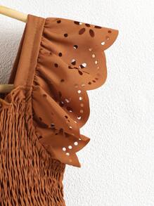 SHEIN Vintaside Kids 小女孩的露眼和荷葉邊裝飾的捻捻繃緊胸衣洋裝