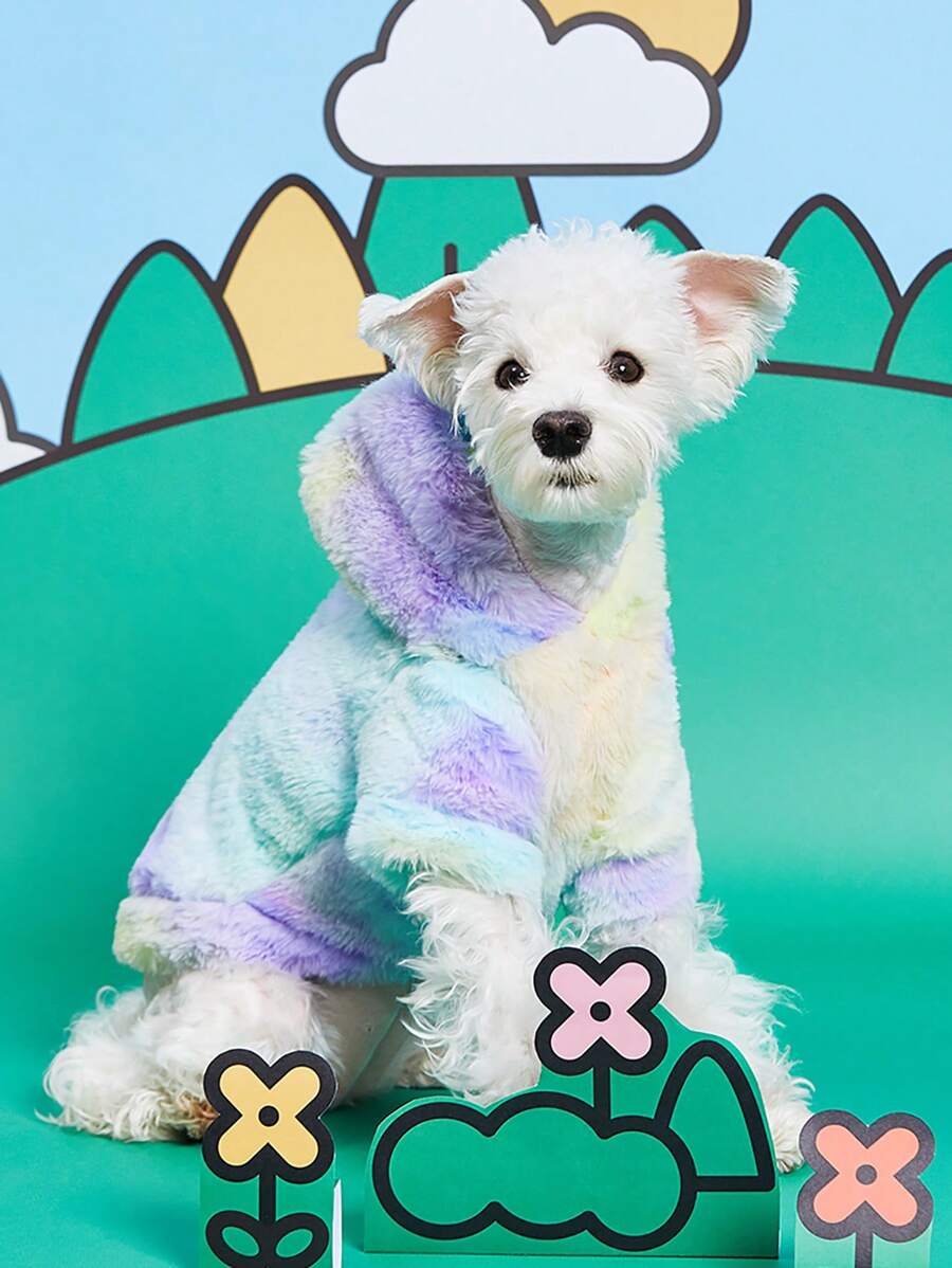 PETSIN 扎染彩色小兔子毛绒保暖宠物卫衣 - 彩色 - 查看 1