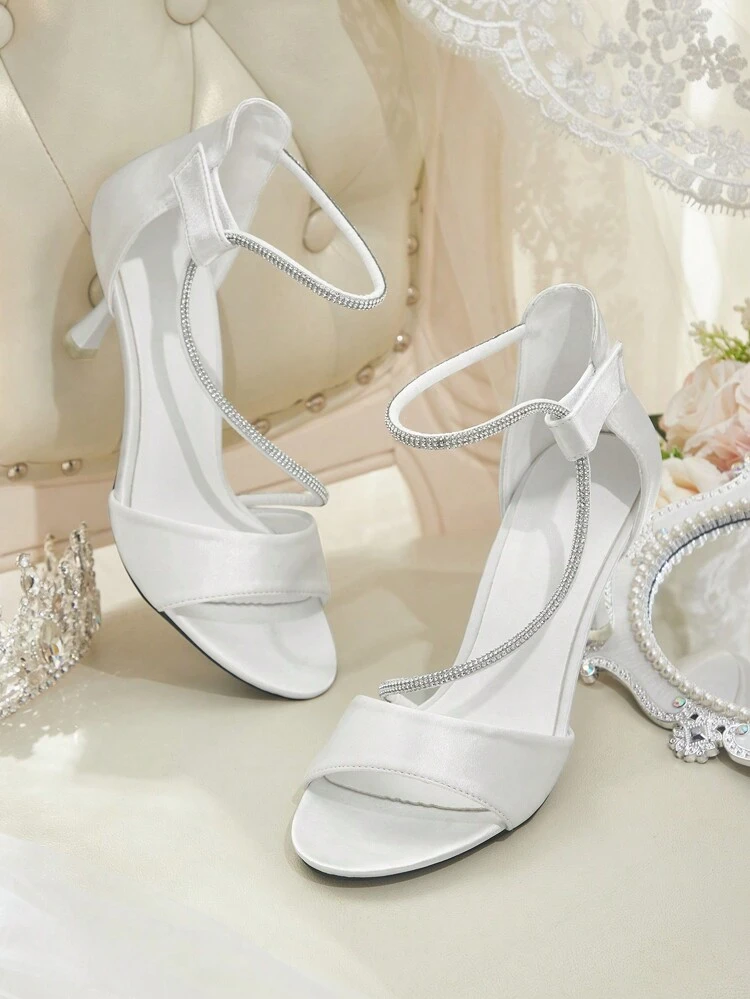 CUCCOO HITCHD Women's Rhinestone Strap Stiletto High Heel Sandals, Versatile, Suitable For Wedding For Christmas And New Year Holiday Vibe Fall And Winter