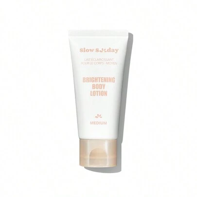 SlowSunday Brightening Body Lotion - Medium, With Plant Oil, Vitamin E And Niacinamide, Even The Appearance Skin Tone, Nourishes The Skin, Natural Finish, Long-Lasting With Natural-Looking Glow, Suitable For Dating, Gatherings, And Going Out, Perfect For Brown Skin, Suitable For Summer, Y2K, Ideal For Party