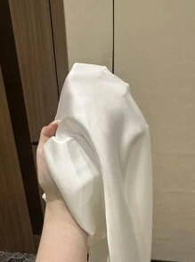 Flirla Quần ống rộng ống đứng rộng rãi bằng vải satin cỡ lớn - trắng - Xem 7