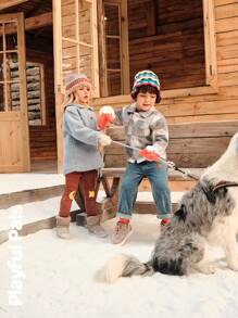 SHEIN 冬季男童格子长袖单排扣口袋休闲夹克 - 彩色 - 查看 10