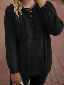 Calvaya Suéter con capucha y tirantes cruzados de unicolor talla grande, informal y sencillo, para otoño/invierno