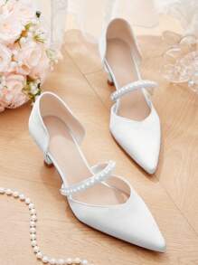 CUCCOO HITCHD 女士尖头复古刺绣时尚露跟高跟鞋 - 白色 - 查看 1